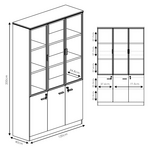 Ντουλάπα Γραφείου με Γυάλινες Πόρτες Oscar Pakoworld Καρυδί-Ανθρακί 120x40x200εκ