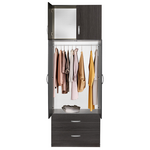 Ντουλάπα Δίφυλλη και Πατάρι Zelia Pakoworld Wenge 79x42x240εκ.
