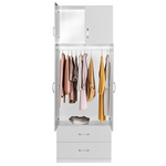 Ντουλάπα Δίφυλλη και Πατάρι Zelia Pakoworld Λευκό 79x42x240εκ.