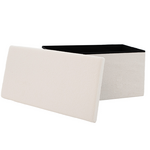 Σκαμπό-Μπαούλο Forward Pakoworld Ύφασμα Μπουκλέ Ivory 76.5x38x37.5εκ