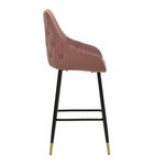 Σκαμπό bar Lithe Pakoworld Μεταλλικό Μαύρο Χρυσό-Βελούδο Σάπιο Μήλο 47x44x98εκ