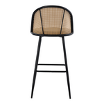 Σκαμπό Μπαρ Kace Pakoworld pe Rattan Φυσικό-Ανθρακί pu-Μαύρο Μέταλλο 43x55x102εκ