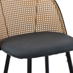 Σκαμπό Μπαρ Kace Pakoworld pe Rattan Φυσικό-Ανθρακί pu-Μαύρο Μέταλλο 43x55x102εκ