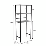 Έπιπλο Πλυντηρίου Zermin Pakoworld Μελαμίνης-Μεταλλικό Φυσικό-Μαύρο 70x25x150εκ