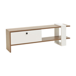 Έπιπλο Τηλεόρασης Salon Pakoworld Χρώμα Καρυδί-Λευκό 120x25x37εκ