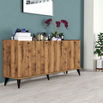 Μπουφές Lireta Pakoworld Μελαμίνης Καρυδί-Μαύρο 182x41x82.5εκ