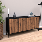 Μπουφές Twely Pakoworld Μελαμίνης Καρυδί-Μαύρο 160x40,5x79εκ