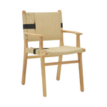 Πολυθρόνα Olivier Pakoworld Ξύλο Οξιάς Φυσικό Μαύρο-Έδρα Φυσικό Σχοινί 62x60x85εκ