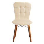 Καρέκλα Sonora i Pakoworld Βελουτέ Εκρού-Καρυδί Πόδι