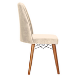 Καρέκλα Vespera i Pakoworld Βελούδο Εκρού-Καρυδί Πόδι