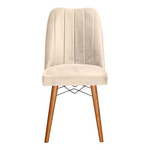 Καρέκλα Vespera i Pakoworld Βελούδο Εκρού-Καρυδί Πόδι