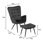 Πολυθρόνα Maddison με Υποπόδιο-Μαξιλάρι Pakoworld Κρεμ Βελούδο-Πόδι Φυσικό 68x72x98εκ