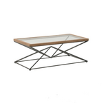 Τραπέζι Σαλονιού Cena Inart Μαύρο-Φυσικό Μέταλλο-Γυαλί-Ξύλο 121x61x45εκ