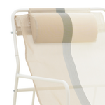 Σεζλόνγκ Feisty Pakoworld Αλουμίνιο Λευκό-Textilene Γκρι-Εκρού-Μαξιλάρι 65x83x86εκ