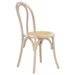 Καρέκλα Azhel Pakoworld White Wash Ξύλο Οξιάς-Έδρα Φυσικό Rattan 41x50x89εκ