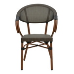 Πολυθρόνα Isaia Pakoworld Καρυδί Αλουμίνιο-Textilene Μαύρο 57x57x83εκ