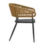 Πολυθρόνα Αλουμινίου Raven Pakoworld Στοιβαζόμενη Ανθρακί Σκελετός-Textilene Φυσικό Rattan 57x62x78εκ