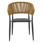 Πολυθρόνα Αλουμινίου Raven Pakoworld Στοιβαζόμενη Ανθρακί Σκελετός-Textilene Φυσικό Rattan 57x62x78εκ