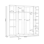 Ντουλάπα Ρούχων Closet Pakoworld Τετράφυλλη Sonoma oak-Λευκό Μελαμίνης 200x61.5x190.5εκ