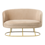Καναπές Διθέσιος Rony Pakoworld Βελούδο Μπεζ-Πόδι Χρυσό Μέταλλο 135x75x85εκ