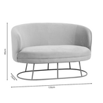 Καναπές Διθέσιος Rony Pakoworld Βελούδο Μπεζ-Πόδι Χρυσό Μέταλλο 135x75x85εκ