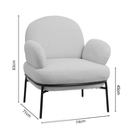 Πολυθρόνα Jaycob Pakoworld Μπουκλέ Μπεζ-Πόδι Μαύρο Μέταλλο 74x71x83εκ