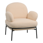 Πολυθρόνα Jaycob Pakoworld Μπουκλέ Μπεζ-Πόδι Μαύρο Μέταλλο 74x71x83εκ