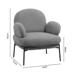 Πολυθρόνα Jaycob Pakoworld Μπουκλέ Καφέ-Πόδι Μαύρο Μέταλλο 74x71x83εκ