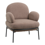 Πολυθρόνα Jaycob Pakoworld Μπουκλέ Καφέ-Πόδι Μαύρο Μέταλλο 74x71x83εκ