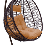 Κούνια Zafer Pakoworld Κρεμαστή Μέταλλο-pp Καφέ-Μαξιλάρι Καφέ 106x103x200εκ