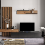 Σύνθετο Σαλονιού Litende Pakoworld Μαύρο-Sonoma Μελαμίνης 249.5x42x199.5εκ