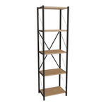 Βιβλιοθήκη Glase Pakoworld oak Μελαμίνης-Μαύρο Μέταλλο 40x30x150εκ