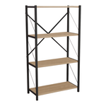 Βιβλιοθήκη Jackrey Pakoworld oak Μελαμίνης-Μαύρο Μέταλλο 60x30x114εκ