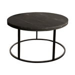 Τραπέζι Σαλονιού Drion Pakoworld Μαύρο Μαρμάρου Μελαμίνης-Μαύρο Μέταλλο Φ60x40εκ