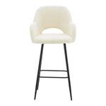 Σκαμπό bar Renish Pakoworld Μπουκλέ Εκρού-Μεταλλικό Μαύρο Πόδι 51x57x114εκ