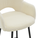 Σκαμπό bar Renish Pakoworld Μπουκλέ Εκρού-Μεταλλικό Μαύρο Πόδι 51x57x114εκ