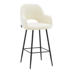 Σκαμπό bar Renish Pakoworld Μπουκλέ Εκρού-Μεταλλικό Μαύρο Πόδι 51x57x114εκ