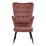 Πολυθρόνα με Υποπόδιο Dorita Pakoworld Βελούδο Σάπιο Μήλο-Πόδι Μαύρο Μέταλλο 68.5x76x103εκ