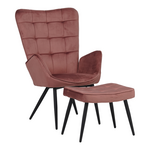 Πολυθρόνα με Υποπόδιο Dorita Pakoworld Βελούδο Σάπιο Μήλο-Πόδι Μαύρο Μέταλλο 68.5x76x103εκ