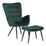 Πολυθρόνα με Υποπόδιο Dorita Pakoworld Βελούδο Κυπαρισσί-Πόδι Μαύρο Μέταλλο 68.5x76x103εκ