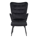 Πολυθρόνα με Υποπόδιο Dorita Pakoworld Βελούδο Μαύρο-Πόδι Μαύρο Μέταλλο 68.5x76x103εκ