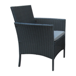 Σαλόνι Κήπου Calmness Pakoworld σετ 4τμχ Rattan Μαύρο-Ύφασμα Γκρι