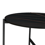 Τραπεζάκι Σαλονιού Aisle Pakoworld Μελαμίνης Μαύρο Μαρμάρου-Μαύρο Μέταλλο Φ80x45εκ