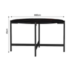 Τραπεζάκι Σαλονιού Aisle Pakoworld Μελαμίνης Μαύρο Μαρμάρου-Μαύρο Μέταλλο Φ80x45εκ