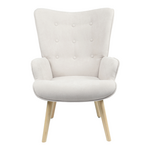 Πολυθρόνα Fluffy Pakoworld Ύφασμα Ανοιχτό Γκρι-Φυσικό Πόδι 75x69x96εκ