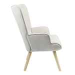 Πολυθρόνα Fluffy Pakoworld Ύφασμα Ανοιχτό Γκρι-Φυσικό Πόδι 75x69x96εκ