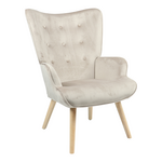 Πολυθρόνα Fluffy Pakoworld Βελούδο Μπεζ-Φυσικό Πόδι 75x69x96εκ