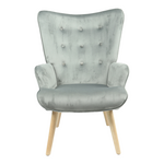 Πολυθρόνα Fluffy Pakoworld Βελούδο Γκρι-Φυσικό Πόδι 75x69x96εκ