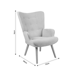 Πολυθρόνα Fluffy Pakoworld Βελούδο Γκρι-Φυσικό Πόδι 75x69x96εκ