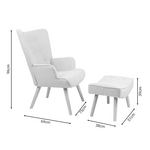 Πολυθρόνα με Υποπόδιο Vivienne Pakoworld Βελούδο Γκρι-Φυσικό Πόδι 75x69x96εκ